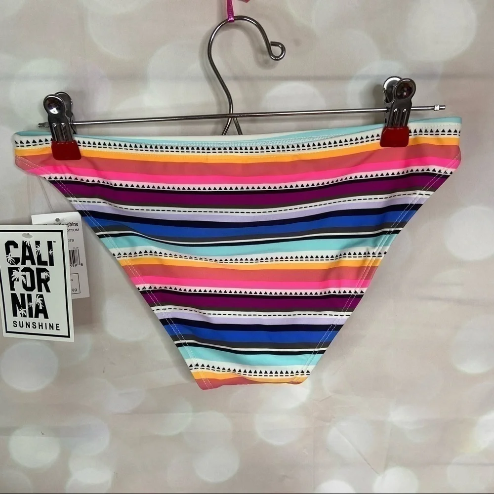 California Sunshine Striped Bikini Scoop Bottom Small and Large (Juniors)